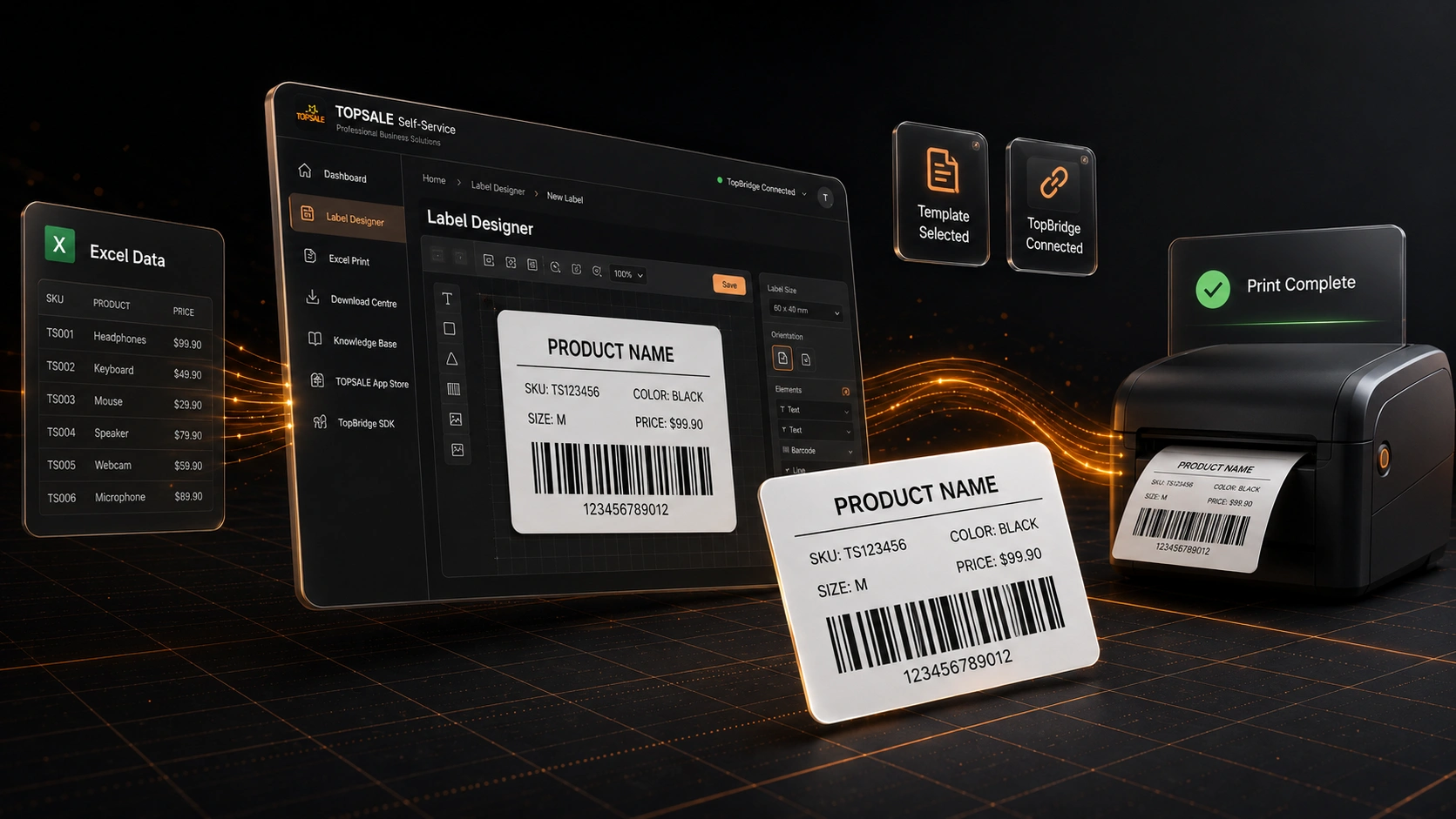 TopSale label printing workflow