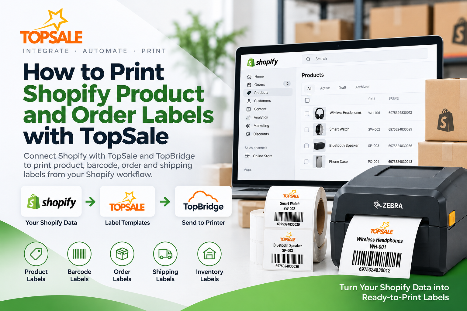 How to Print Shopify Product and Order Labels with TOPSALE